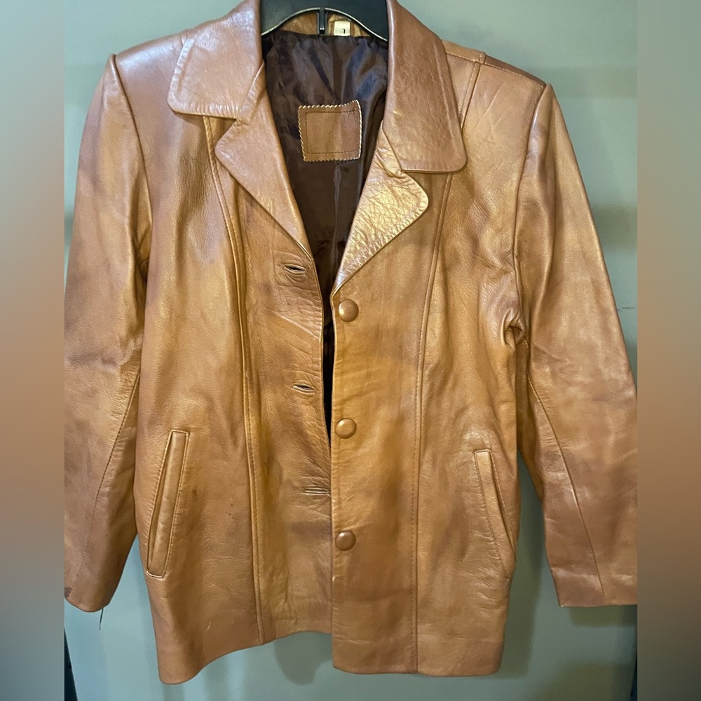 Brown Leather Blazer Jacket